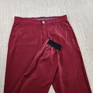 Primo Golf Jogger Pants Men 30 Regular Red Golf Chino Slim Fit Ankle Zip